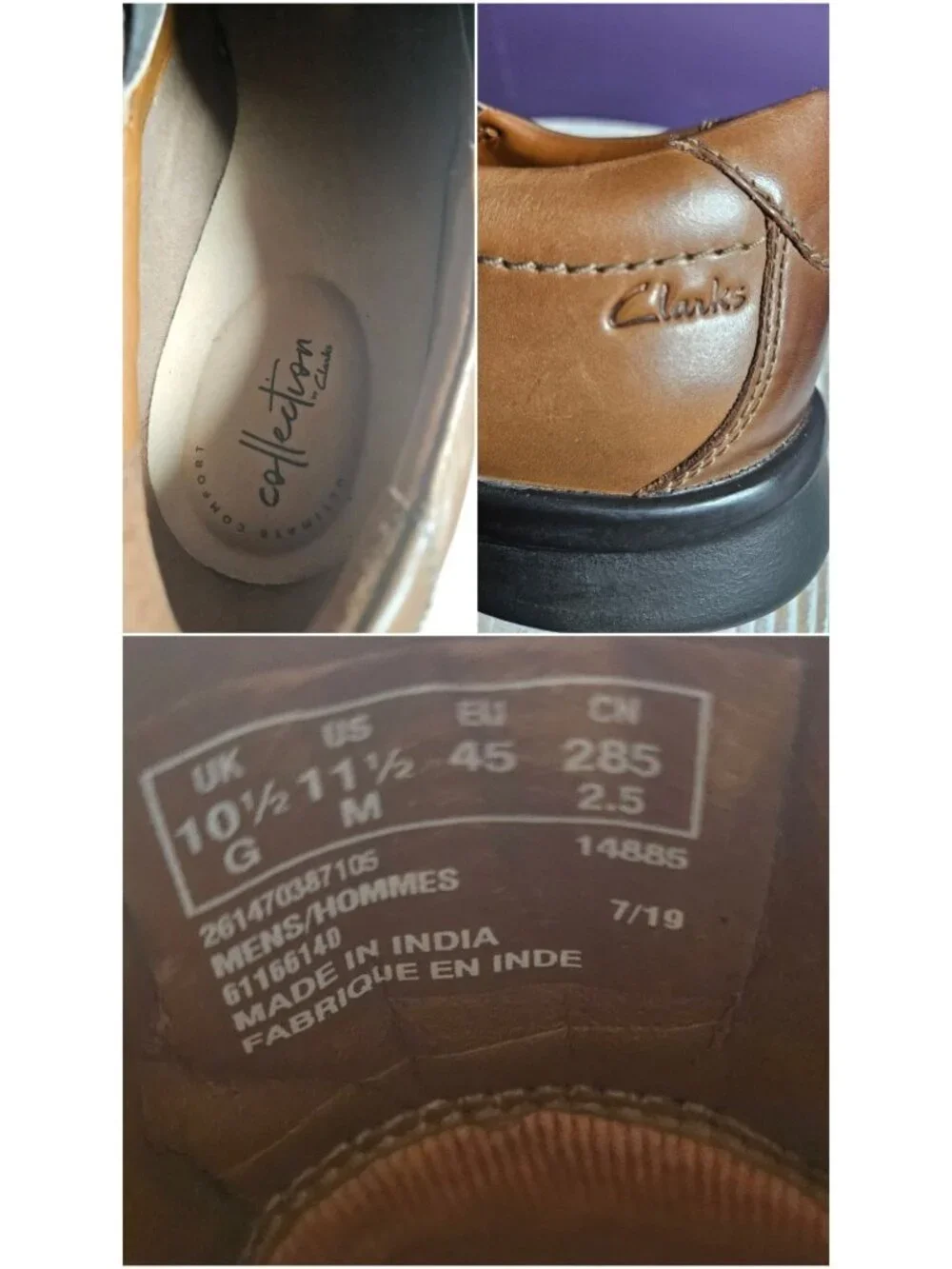 Clarks Collection Leather Kempton Free Slip On Loafers Men Size 11.5 Medium